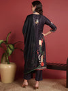 Ahika Polyester Abstract Black Indian Ethnic-PKSKD2445_XS