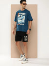 Difference of Opinion Blue Graphic Oversized T-Shirt-DOOVR227PED-S