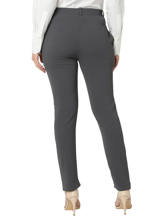 Smarty Pants Women's Cotton Lycra Ankle Length Grey Formal Trouser-SMPT-954C-S