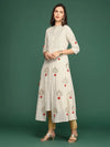 Women's White Embellished Anarkali Kurta-GW-658-Offwhite