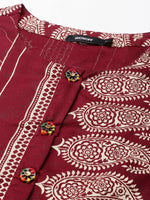 Women's Burgundy Printed Straight Kurta-GW-3493-Burgundy