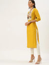 Women's Yellow Embellished Straight Kurta-JC-12-Yellow