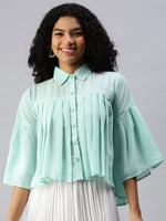 Women Sea Green Solid A-Line Top-AE-7012-Seagreen