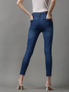 Women's Blue Solid Skinny Fit Denim Jeans-GZ-5187-Blue