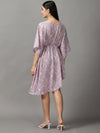 Women's Mauve Printed Fit and Flare Dress-AE-15777-Mauve