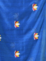 All Over Thread Embroidery Sapphire Blue Cotton Handspun Saree-MA62CH33660047