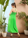 Women Green Strappy Pleated Maxi Dress