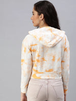 Women's White Colourblock Crop SweatShirt-AF-1791-Whiteorange