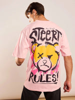 Men Pastel Pink Street Rules Oversized T-shirt