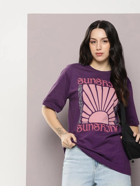 Dillinger Purple Graphic Oversized T-Shirt-WMNCR408GRL-XS