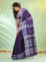 Violet Cotton Soft Saree With Checkbox Designs-MA62CT331100058