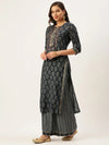 Women's Blue Printed Kurta Sets-GW-1426-Navyblue