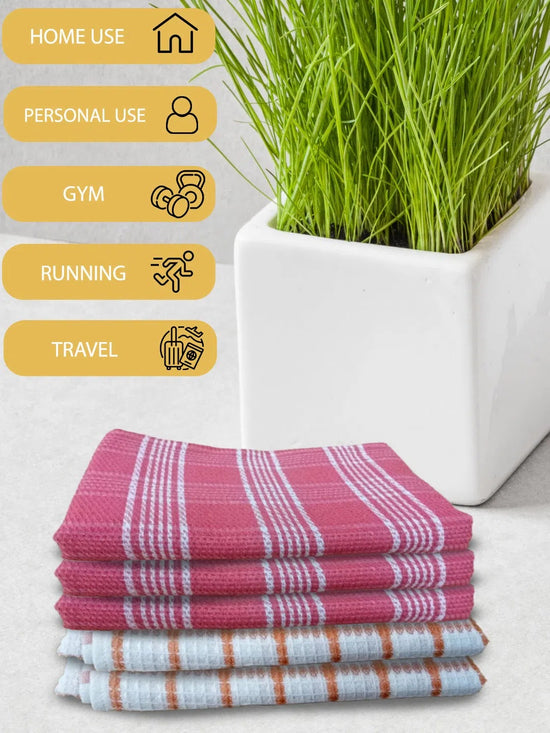 Athom Living Premium Gamcha Bath Towel 65 x 135 cm Pack of 5 Multicolored checkered-ATZ-BT-1B-1B-1H-1H-1H