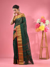 Dark Green Pure Cotton Tant Saree With Zari Border-MA51TT43490091