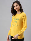 Women's Yellow Solid SweatShirt-AN-08-Mustard