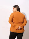 Women Brown Dobby Peplum Top