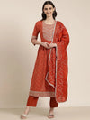 Women Rust Printed Kurta Set-GW-3591-Rust