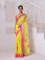 Yellow Muslin Saree With Zari Woven Nakshi Borders-MA62MS331980030