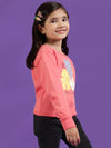 Tales & Stories Pink Floral Printed SweatShirt For Girls