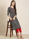 Women Black Printed Straight Kurta-AT-A792-K-Black