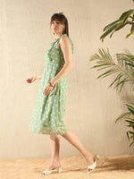 Women Olive Polka Dot Midi Dress