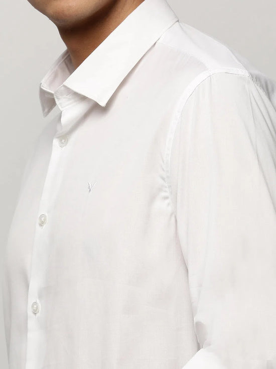 Men White Solid Shirt-LANCEPLAIN-237-White