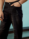 Men Black Washed Distressed Oversize Jeans