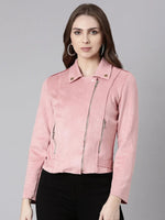 Women Pink Solid Tailored Jacket-CHN-832-Pink