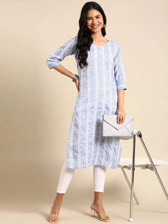 Women's Blue Solid Straight Kurta-SKC-3312-Blue