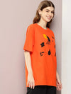 Dillinger Orange Graphic Oversized T-Shirt-WMNCR382ORG-XS