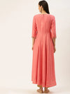 Women's Pink Embellished A-Line Kurtas-FS-1484-Peach