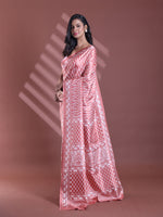 Blush Peach Silk Soft Saree With Texture Print-MA60BSL01400073