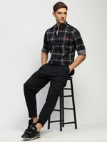 Men Grey Checked Shirt-CLEON-1803-Grey