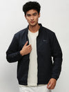 Men Navy Solid Casual Bomber Jackets-ZD-3604-Navyblue