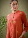 Women Rust All Over Embroidered Shirt With Palazzos