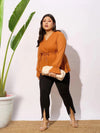 Women Brown Dobby Peplum Top