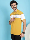 Venitian Men Printed Polo Neck Cut And Sew Cotton Mustard T-Shirt