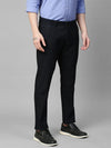 Genips Men's Cotton Stretch Caribbean Slim Fit Self Design Black Color Trousers