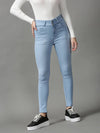 Women's Blue Solid Fit Denim Jeans-GZ-5350-Blue