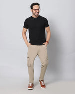 Ribbed Jogger Cargos with 6 pockets-Beige-HJC9111-32