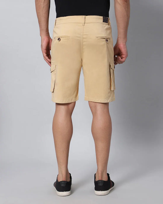 Solid Stretchable Shorts with 6 pockets-Beige-HCS6013-30