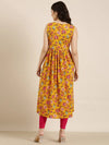 Women Mustard Floral Anarkali Kurta-RE-SKF-235-Mustard