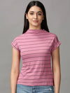 Women's Mauve Striped Top-AE-10453-Mauve