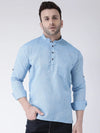 Hangup Men Slim Solid Men's Indian Wear-DarkBlueShortKurta