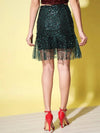 Green Sequin Frill Skirt