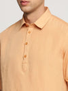 Men Orange Solid Shirt Collar Casual Short Kurta-LAGOM-2020-Orange