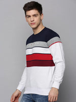 Men White Colourblock Sweatshirt-OTRS-4-Offwhite