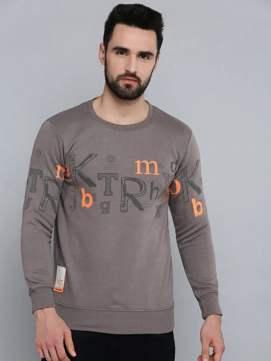 Men Grey Solid Sweatshirt-SCAW-26-Grey