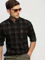 Men Green Checked Shirt-CLEON-1799-Green