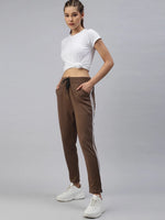 Women's Brown Solid Track Pants-GF-12-Brown